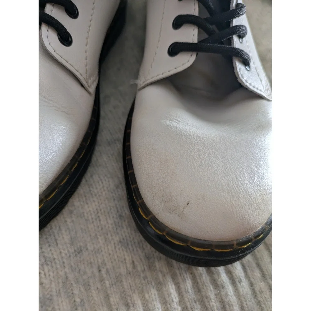 Dr. Martens Zavala J White Leather Lace Up Combat Boots Kids 4 Ankle Zip Boot